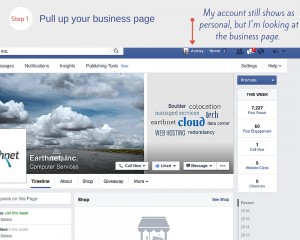 View of business page in backend of Facebook