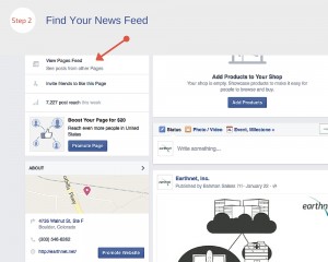 Facebook business page news feed